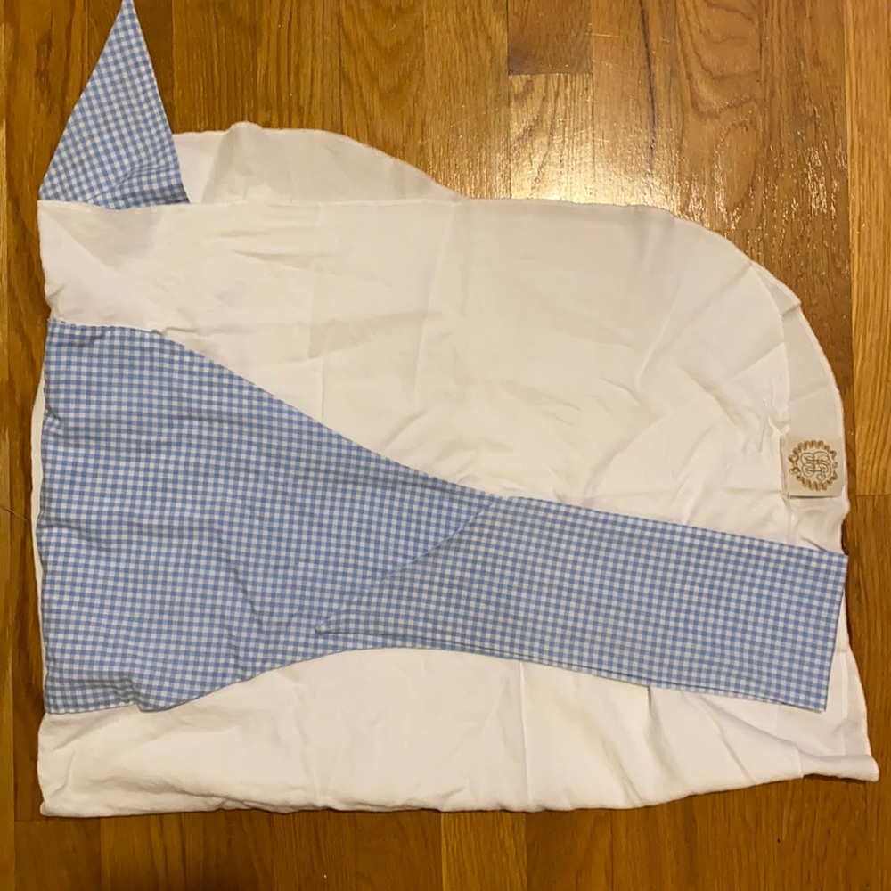 Beaufort bonnet blue check bow swaddle